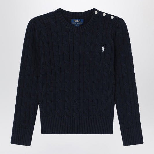Polo ポロラルフローレンネイビーブルーコットンケーブルニットジャンパー - Image 1