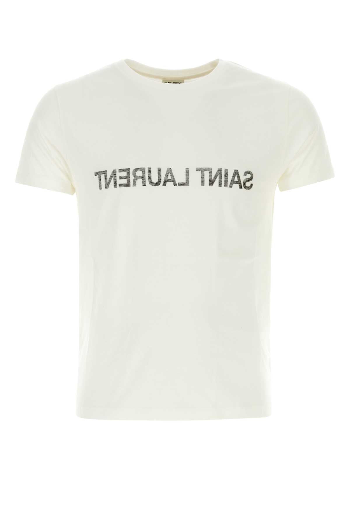 Saint セントローランホワイトコットンTシャツ - Image 1