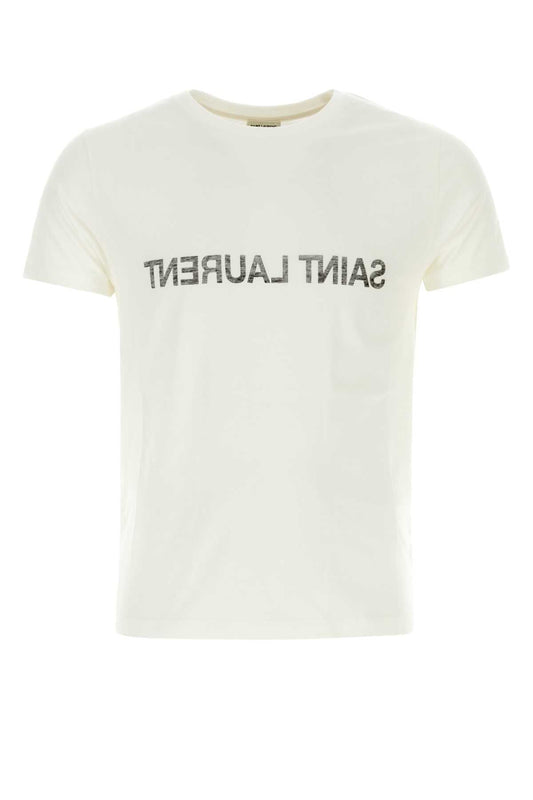Saint セントローランホワイトコットンTシャツ - Image 1