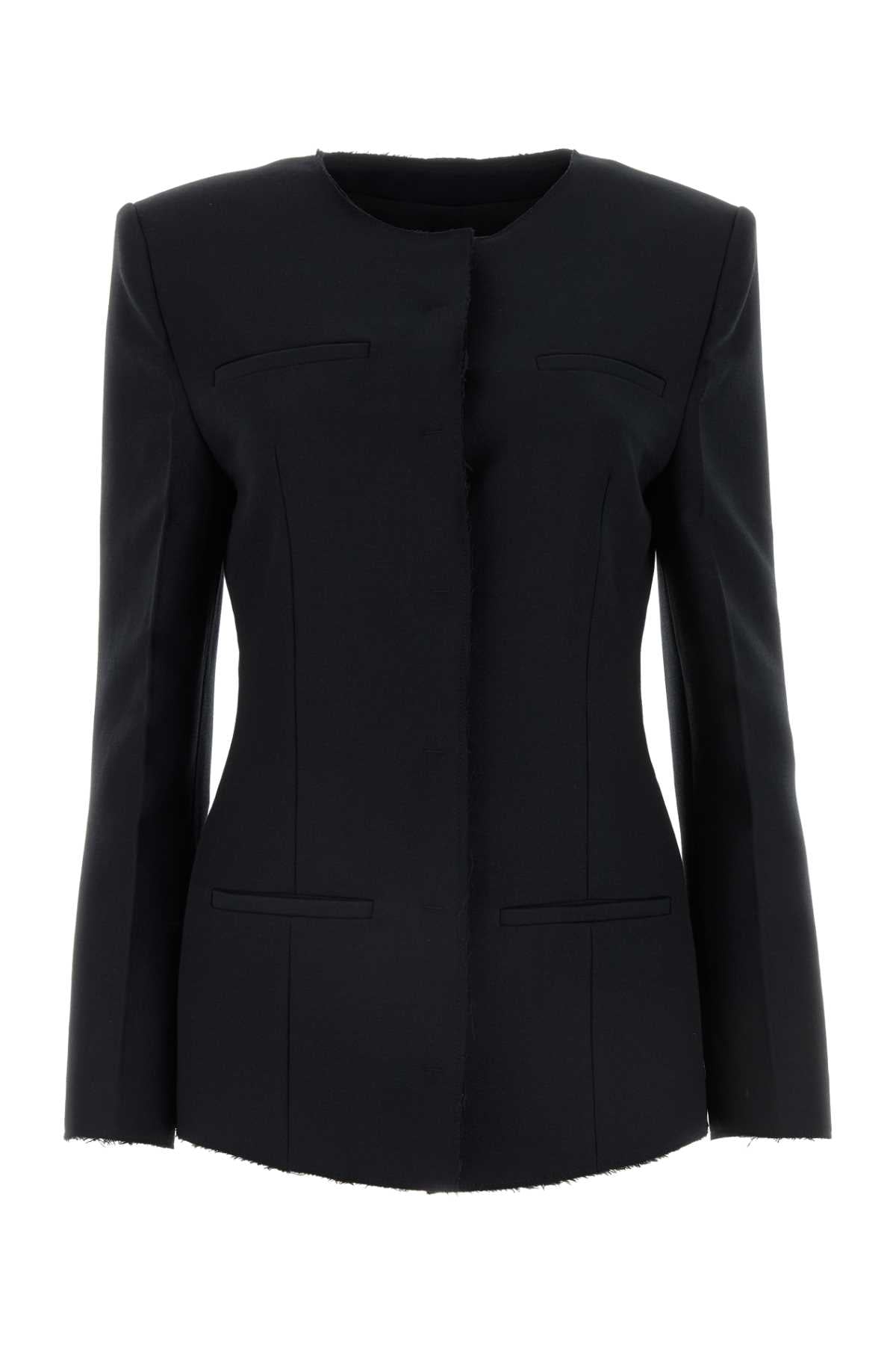 Msgm MSGMブラックストレッチポリエステルブレンドブレザー - Image 1