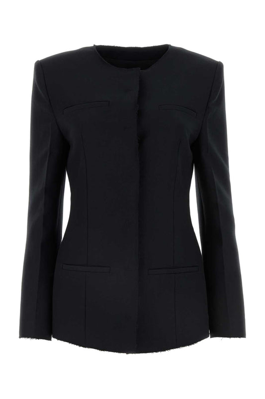 Msgm MSGMブラックストレッチポリエステルブレンドブレザー - Image 1