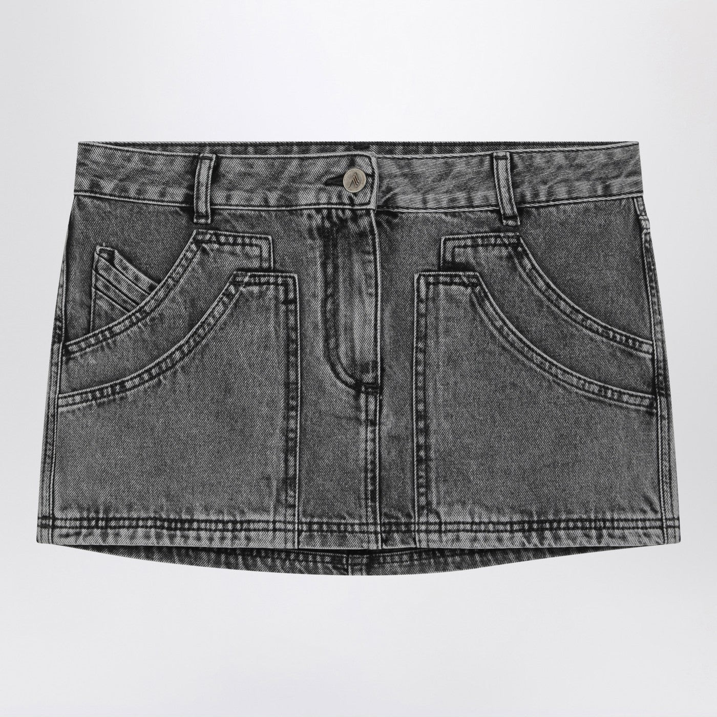 The Attico Black Denim Mini Skirt - Image 1