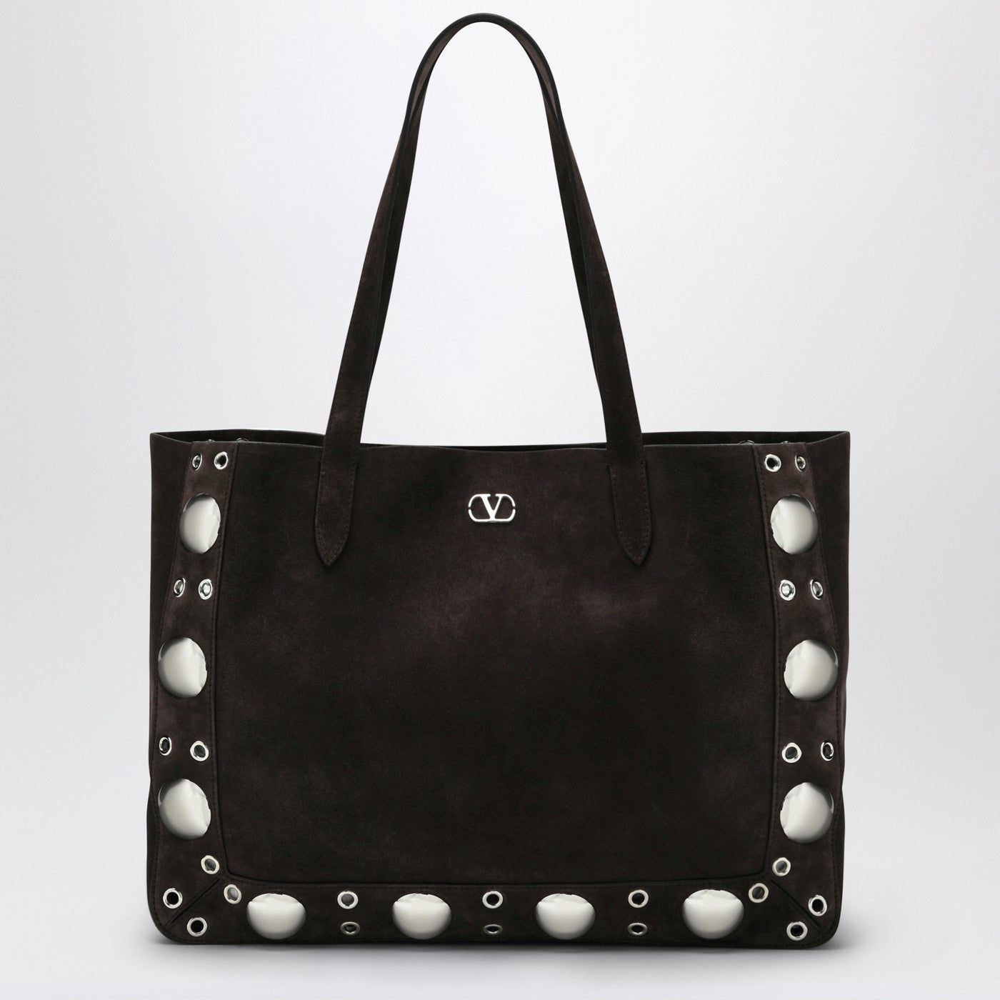 Valentino 茶色のスエードのバレンティーノガラヴァニミディアムネルコートトート - Image 1