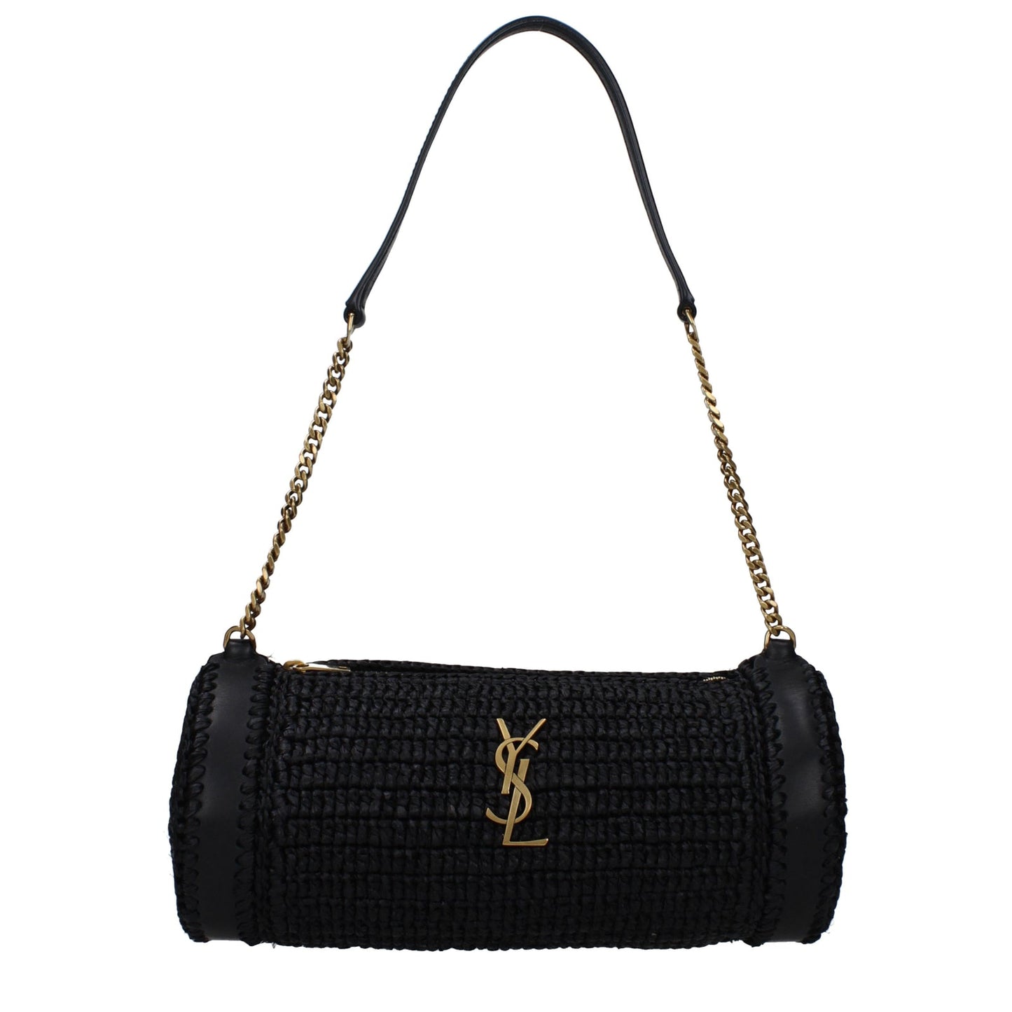 Saint セントローランショルダーバッグシリンダー女性ラフィアブラック - Image 1