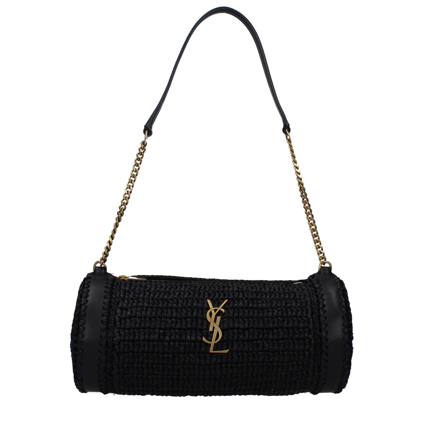 Saint セントローランショルダーバッグシリンダー女性ラフィアブラック - Image 1