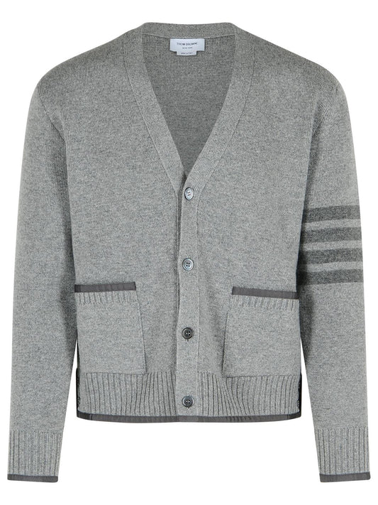 Thom Thom Browne 'Milano 4 Bar' Grey Virgin Wool Cardigan - Image 1