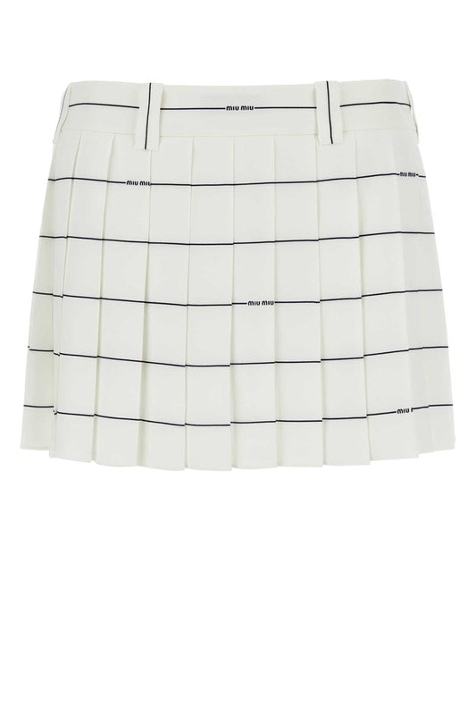 Miu Miu Miuプリントクレープミニスカート - Image 1