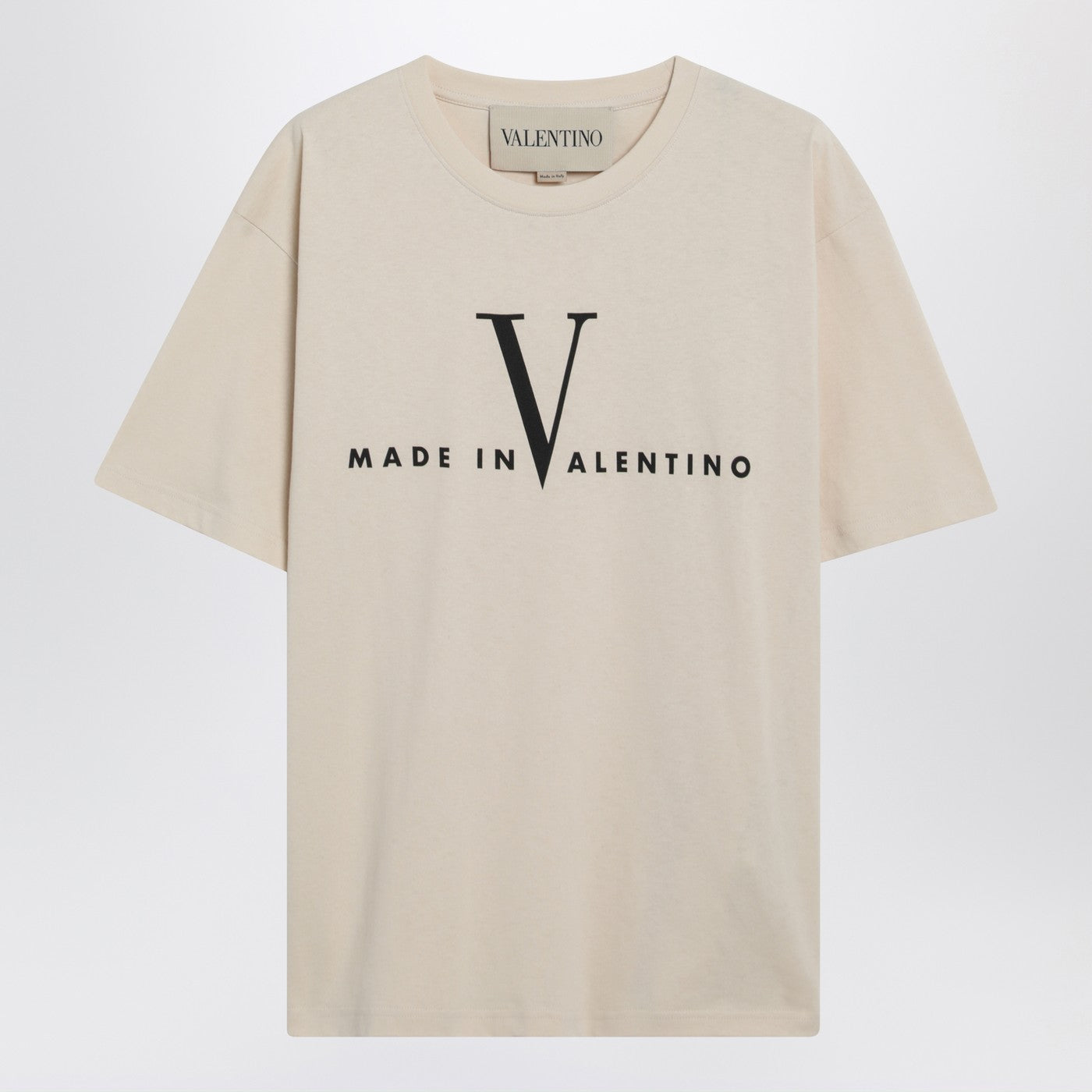 Valentino ヴァレンティノ バターカラー「メイド イン ヴァレンティノ」 T シャツ - Image 1