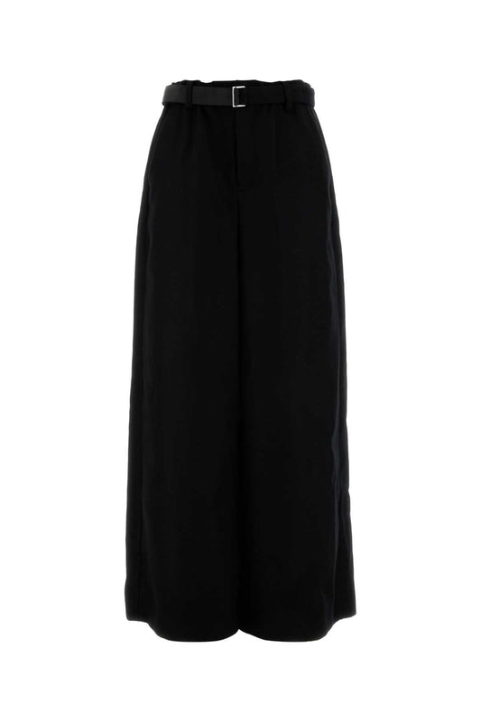 Sacai SACAI BLACK WOOL WIDE LEGPANT - Image 1
