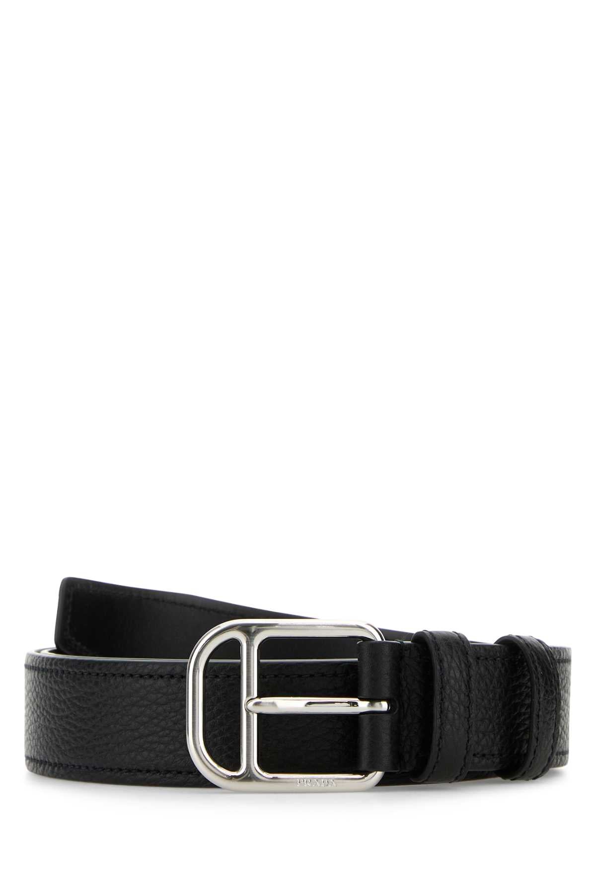 Prada プラダ ブラック レザー ベルト - Image 1