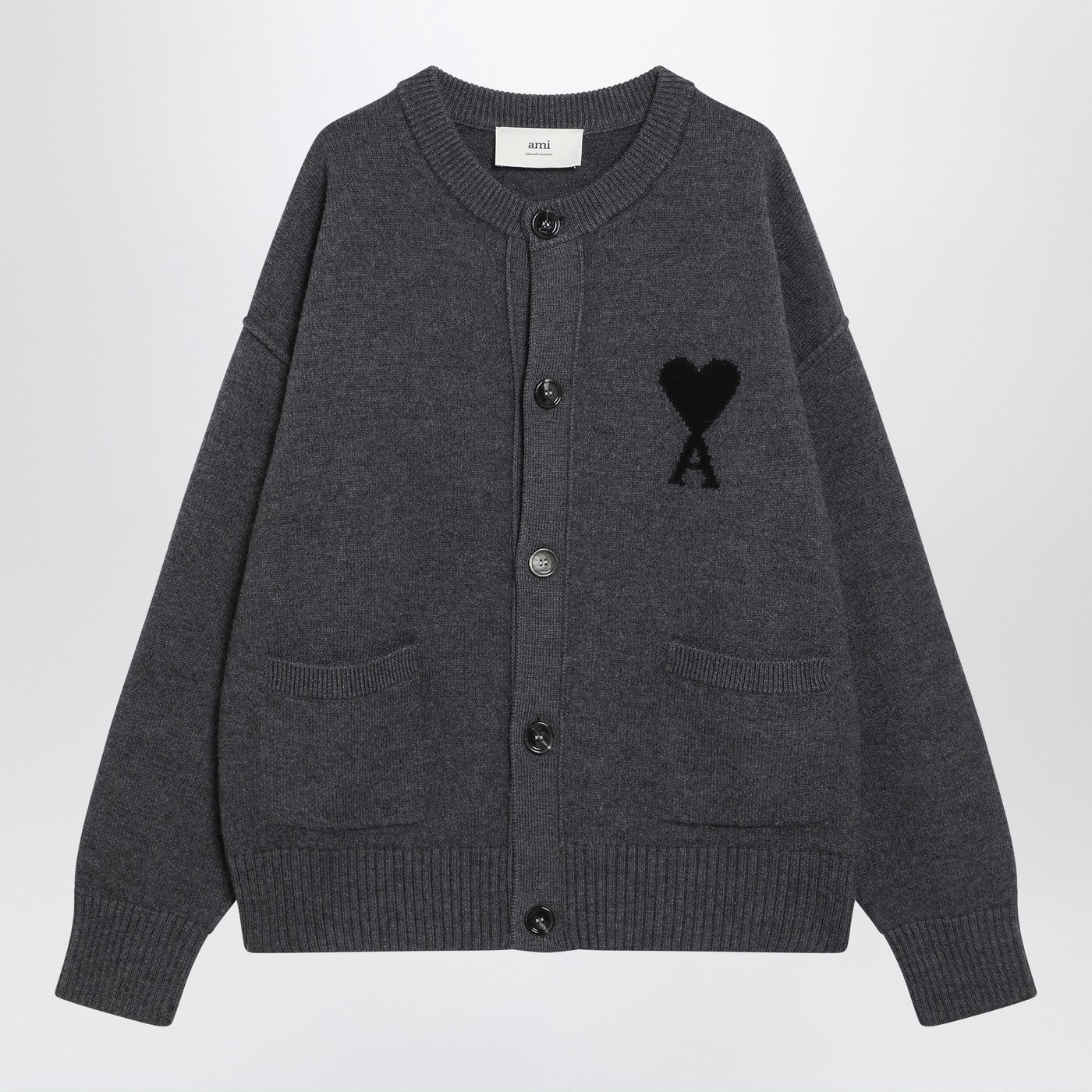 Ami Ami Paris Gray Ami De Coeur Cardigan - Image 1