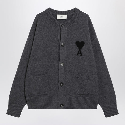 Ami Ami Paris Gray Ami De Coeur Cardigan - Image 1