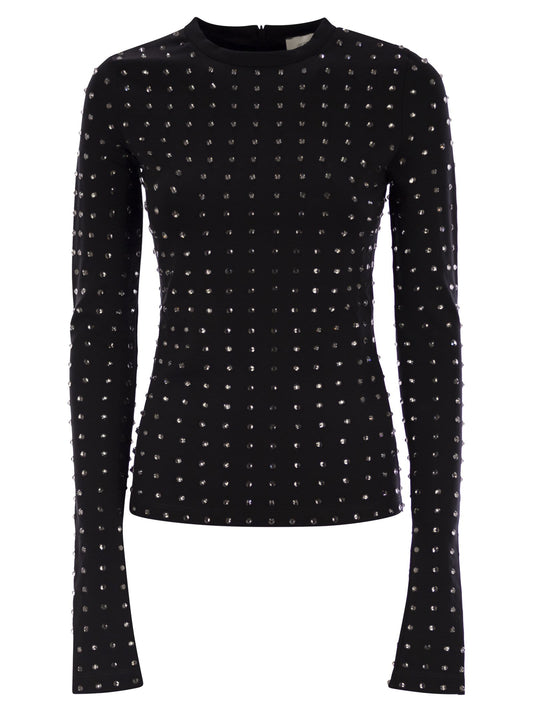 Sportmax ラインストーン付きSportMax Negus Scuba Jersey Tシャツ - Image 1