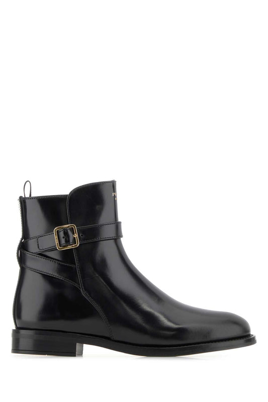 Prada プラダブラックレザーアンクルブーツ - Image 1