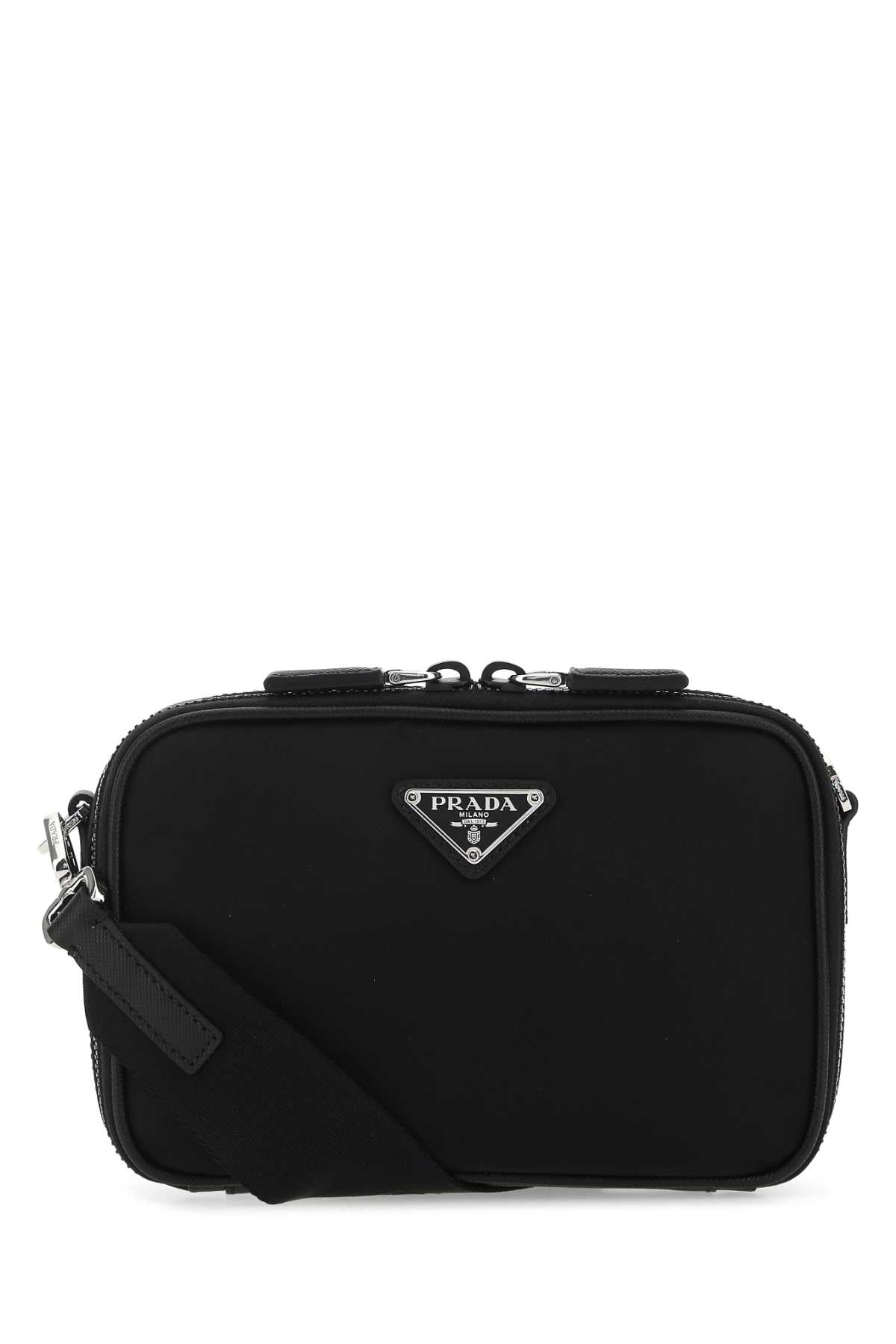 Prada プラダブラックレザーとナイロンクロスボディバッグ - Image 1