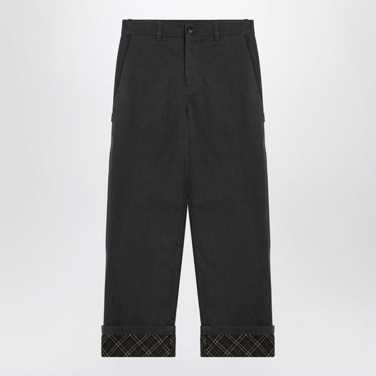 Burberry チェックパターンラペルを備えたバーバリーブラックのズボン - Image 1