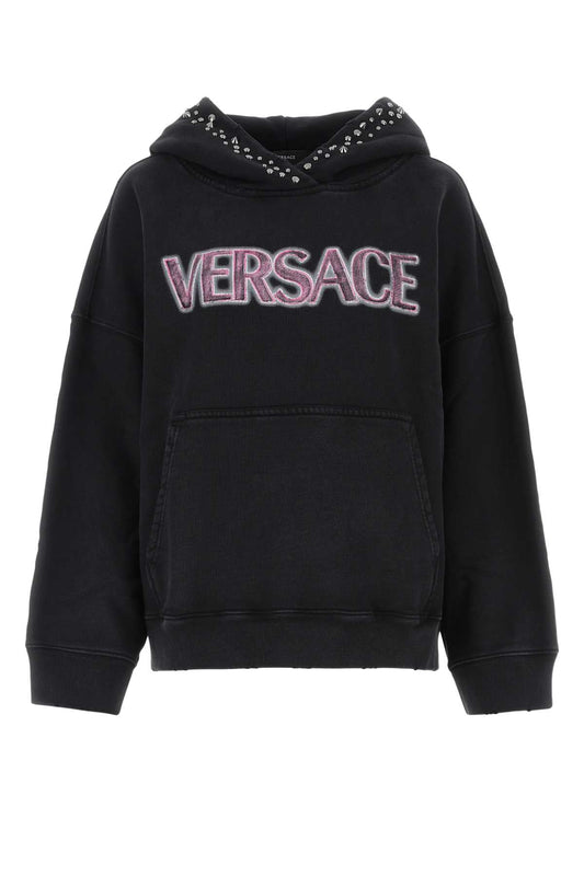 Versace ヴェルサーチブラックコットン特大スウェットシャツ - Image 1