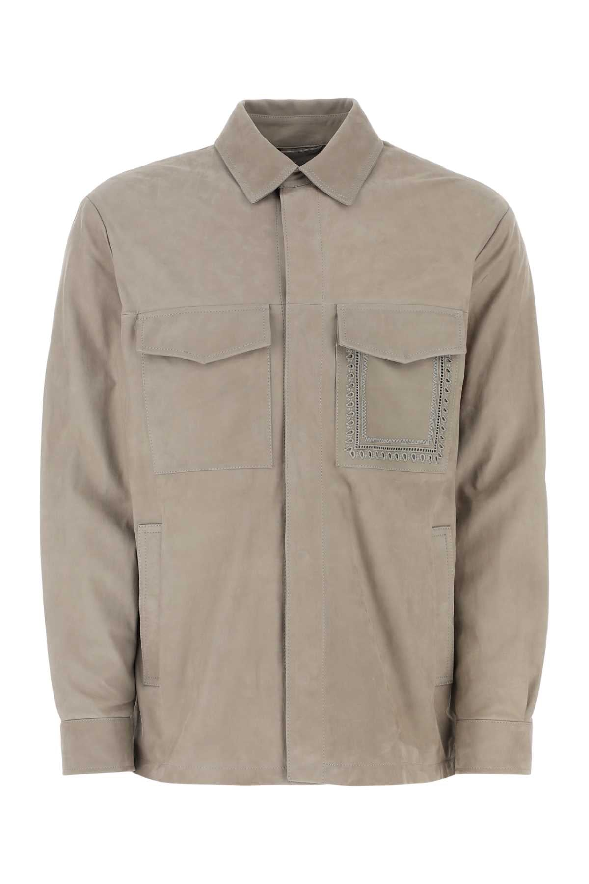 Etro Etro Dove Grey Suede Shirt - Image 1