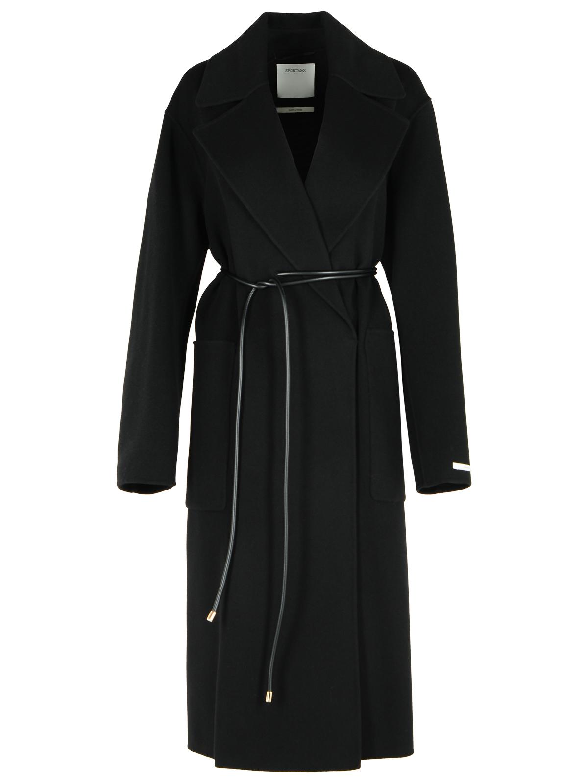 Sportmax SportMax Abate 'ブラックバージンウールローブコート - Image 1