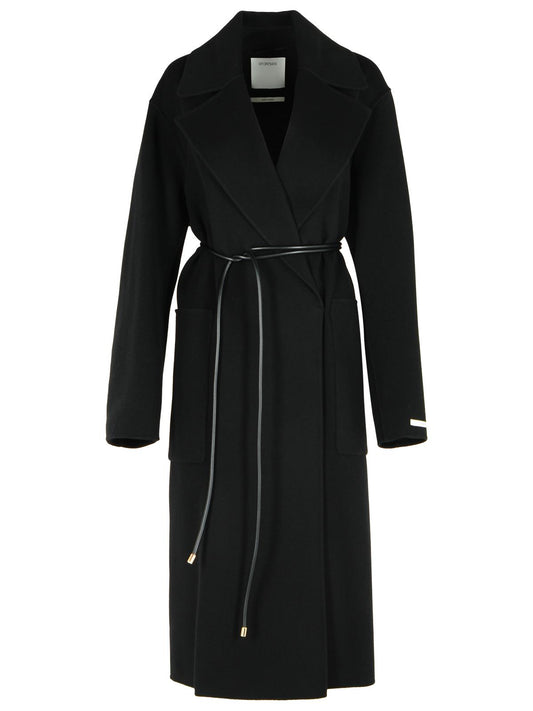 Sportmax SportMax Abate 'ブラックバージンウールローブコート - Image 1