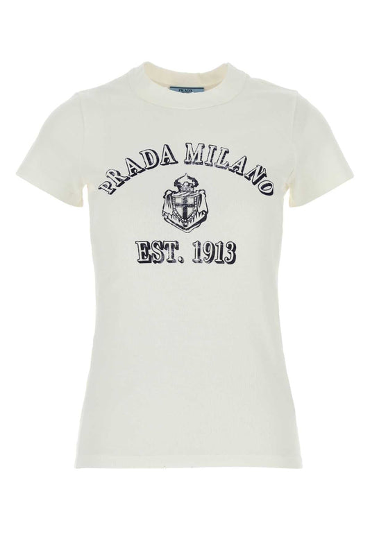 Prada プラダホワイトコットンTシャツ - Image 1