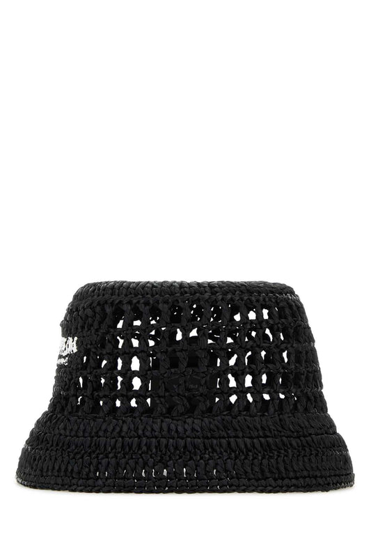 Prada プラダブラックラフィアバケットハット - Image 1