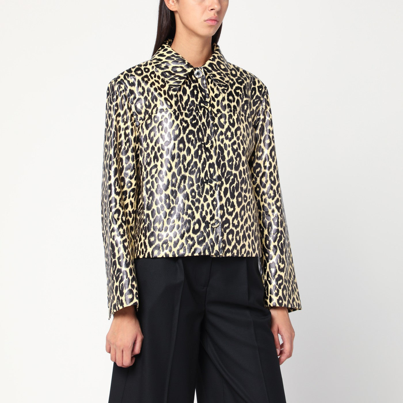Jil Jil Sander Leopard Print Jacket In Coated Fabric - Image 1