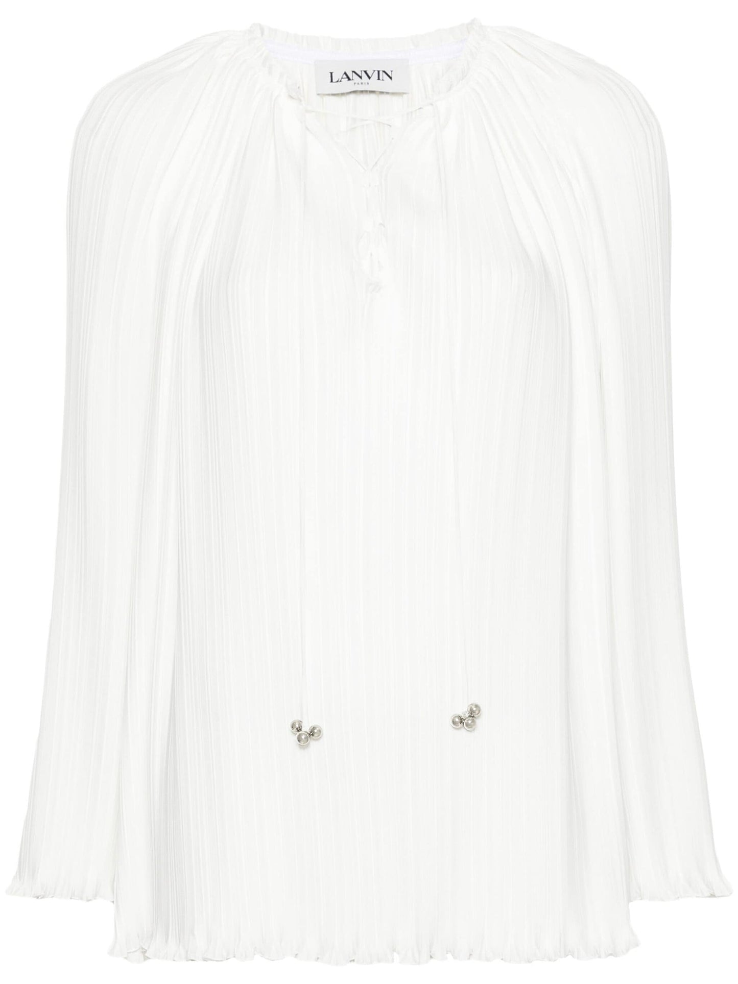 Lanvin ランバン長袖プリーツブラウス開いた首 - Image 1