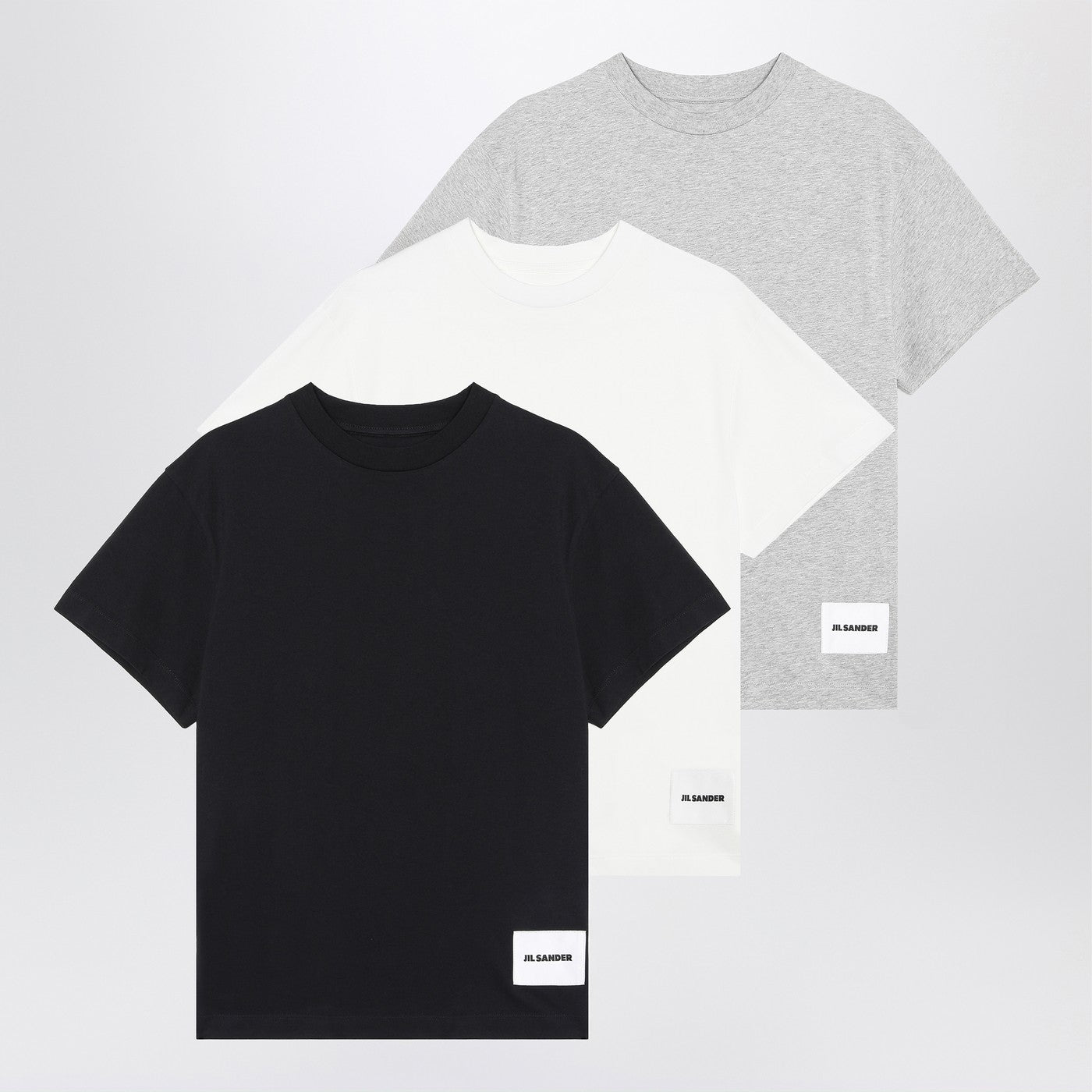 Jil ロゴパッチ付き3匹の綿Tシャツのジルサンダーセット - Image 1