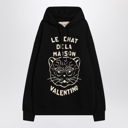 Valentino ルチャットデラメゾンパッチ付きバレンティーノブラックスウェットシャツ - Image 1
