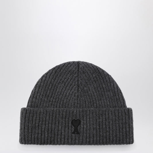Ami Ami Paris Ami De Coeur Grey Wool Beanie - Image 1