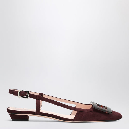 Roger Roger Vivier Belle Vivier Bordeaux Suede Slingbackフラット - Image 1