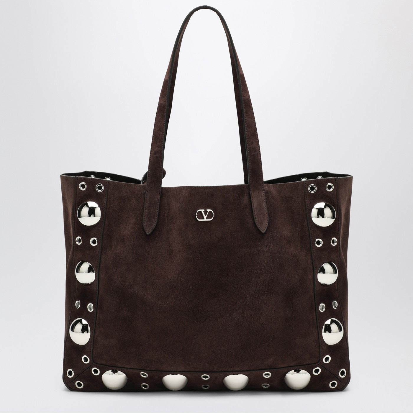 Valentino ダークブラウンスエードのバレンティーノガラバニミディアムネルコートトート - Image 1
