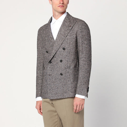 Tagliatore Tagliatore Beige Patterned Double Breasted Jacket - Image 1