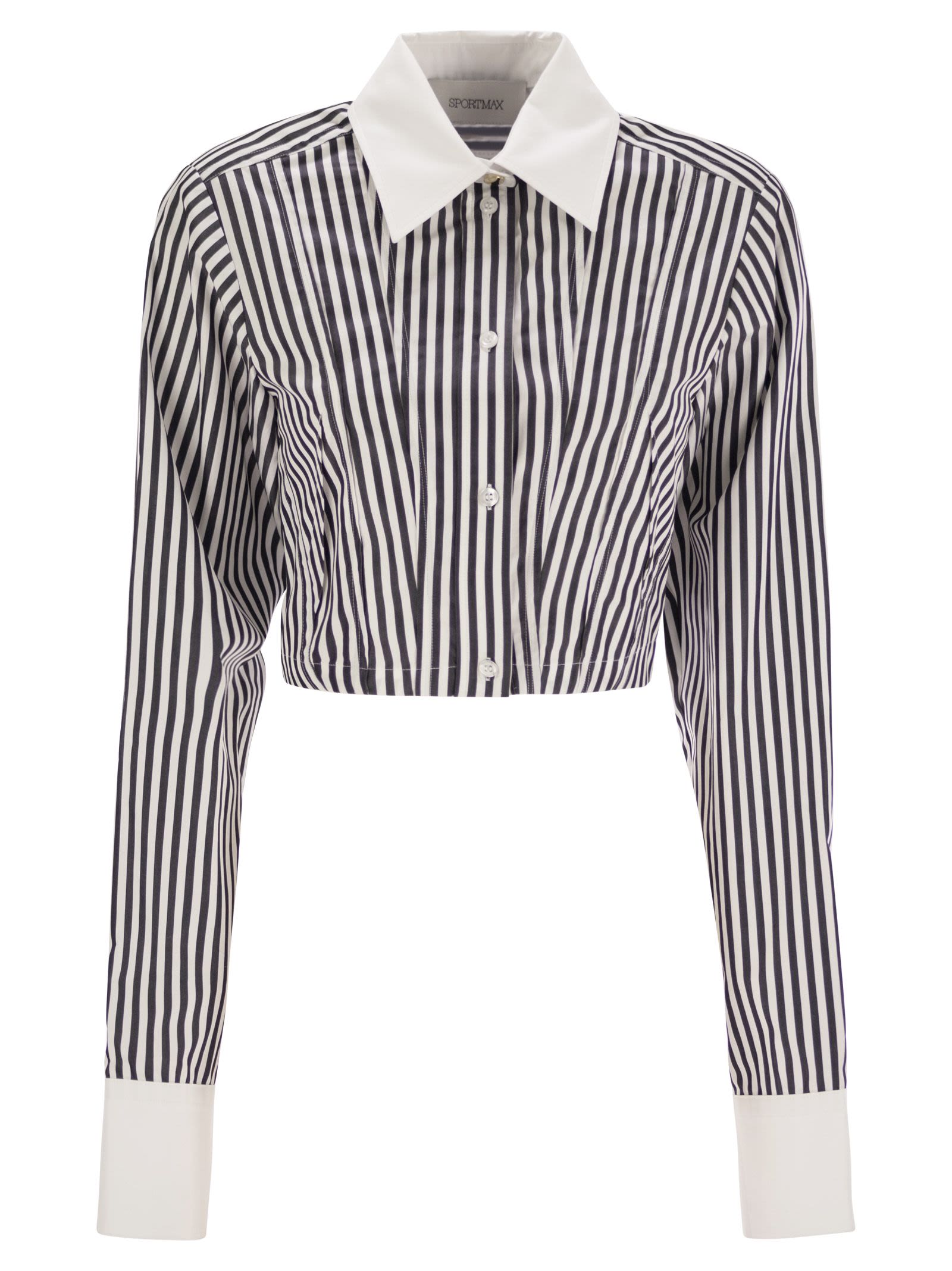Sportmax SportMax Abano Striped Poplin Crop Shirt - Image 1