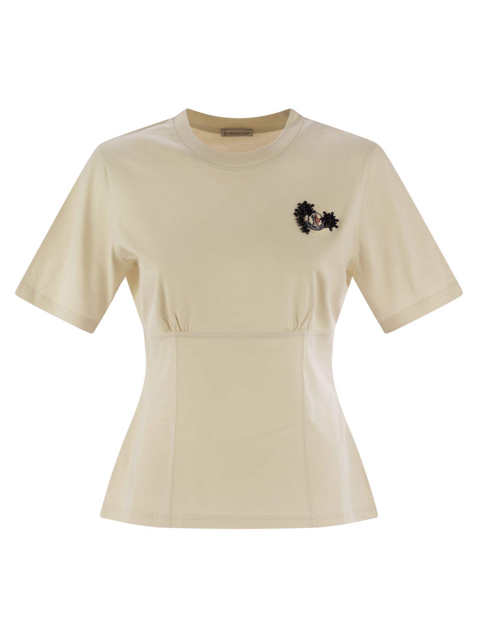 Moncler 手作りのビーズ付きのモンクラーコットンTシャツ - Image 1