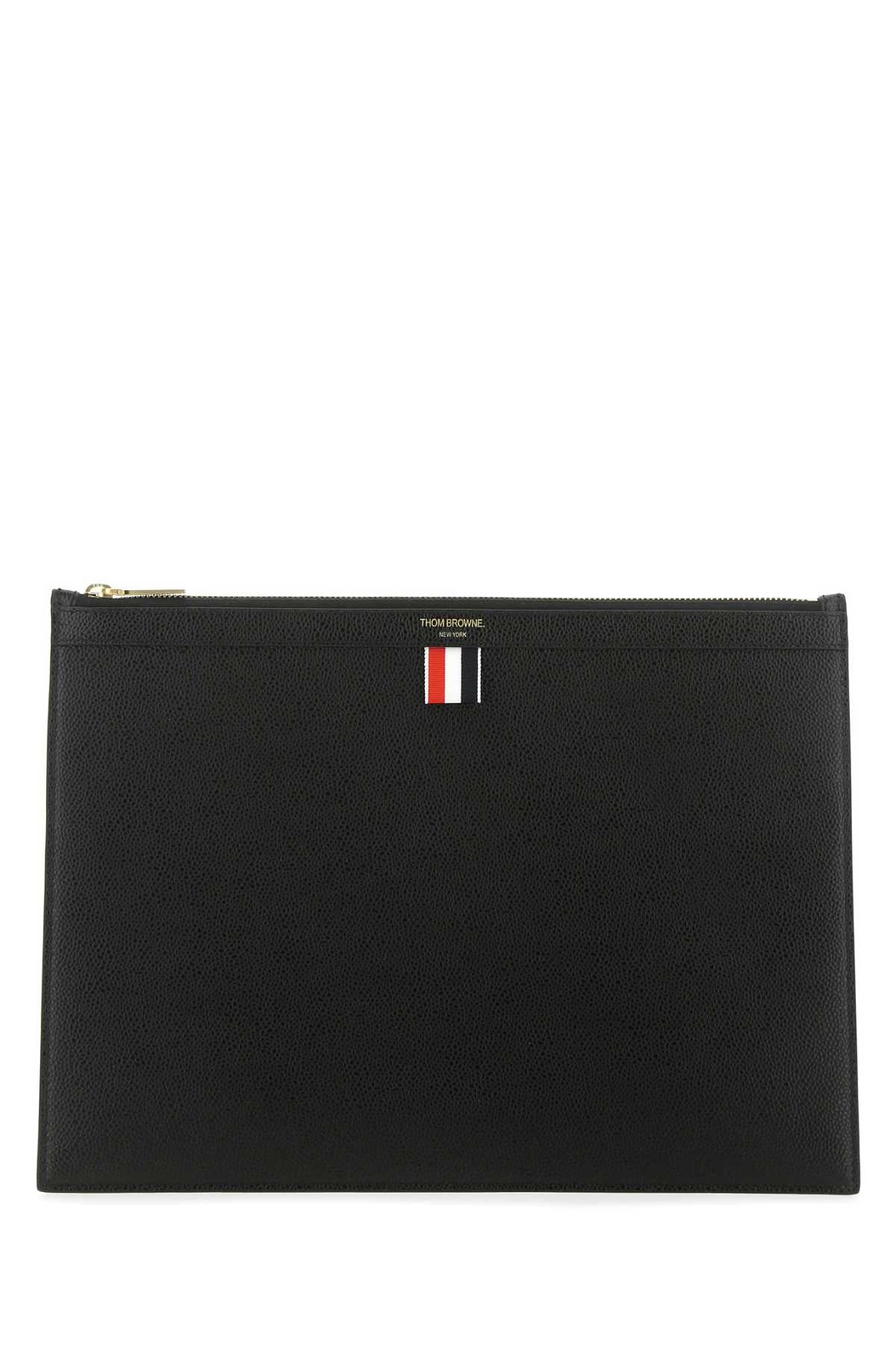 Thom トムブラウンブラックレザードキュメントケース - Image 1