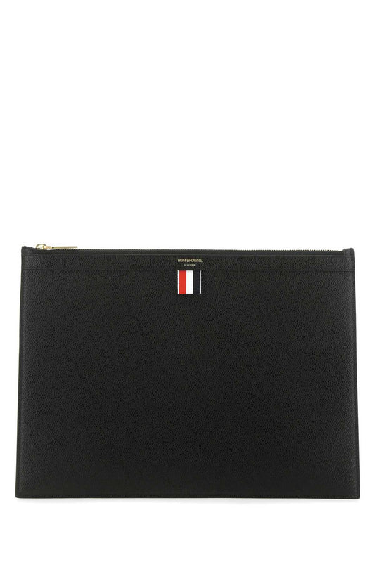 Thom トムブラウンブラックレザードキュメントケース - Image 1