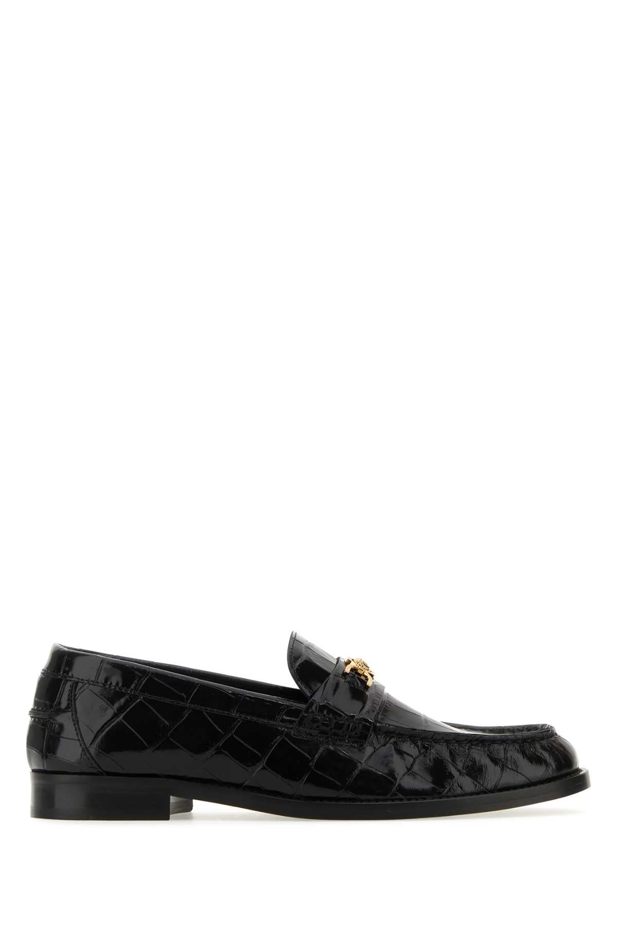 Versace ヴェルサーチブラックレザーメデューサ95ローファー - Image 1