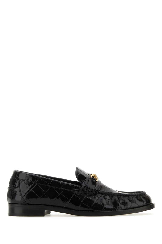 Versace ヴェルサーチブラックレザーメデューサ95ローファー - Image 1