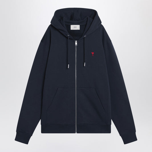 Ami Ami Paris Midnight Blue Ami De Coeur Zip Up Sweatshirt - Image 1
