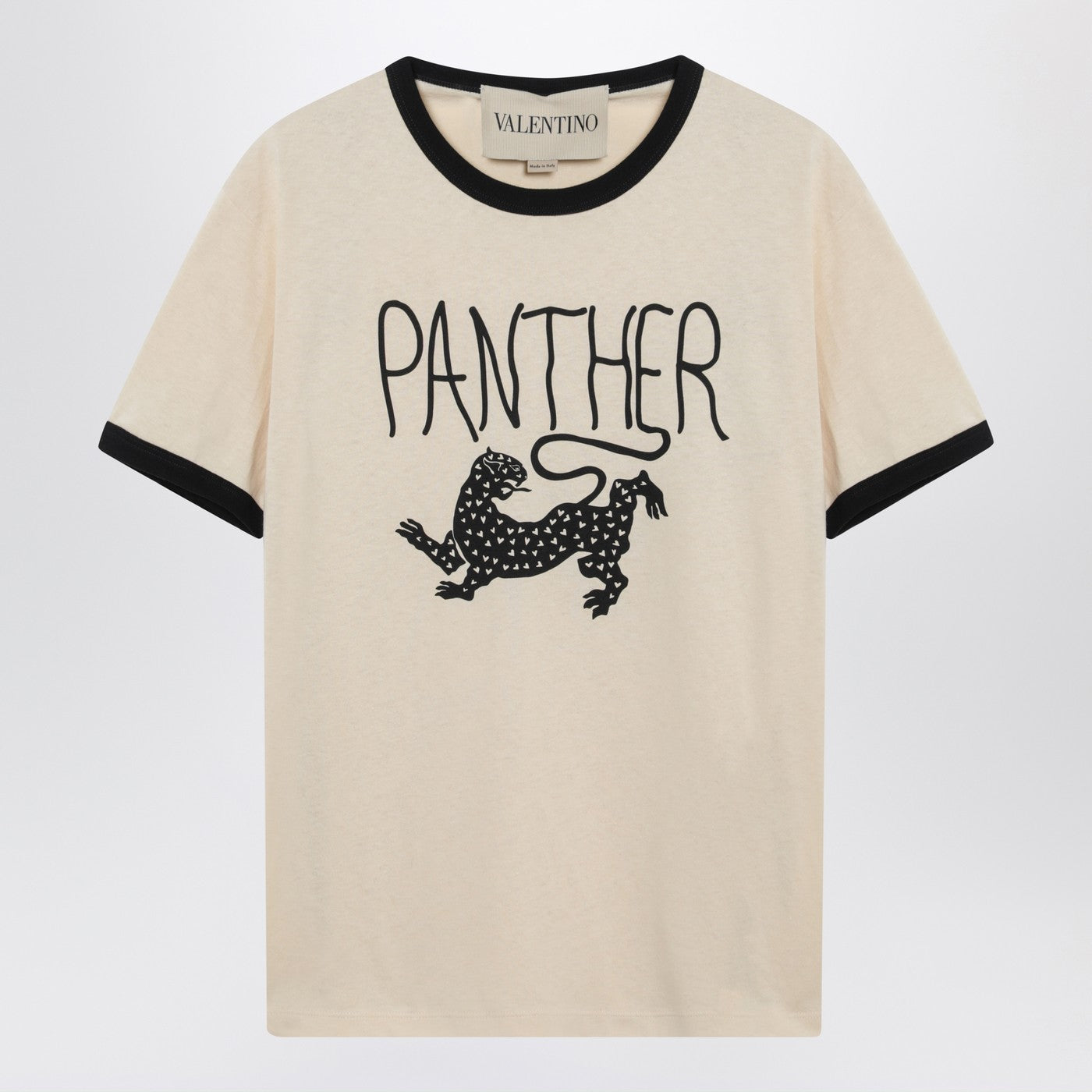 Valentino ヴァレンティノ バター カラー T シャツ パンサー プリント - Image 1