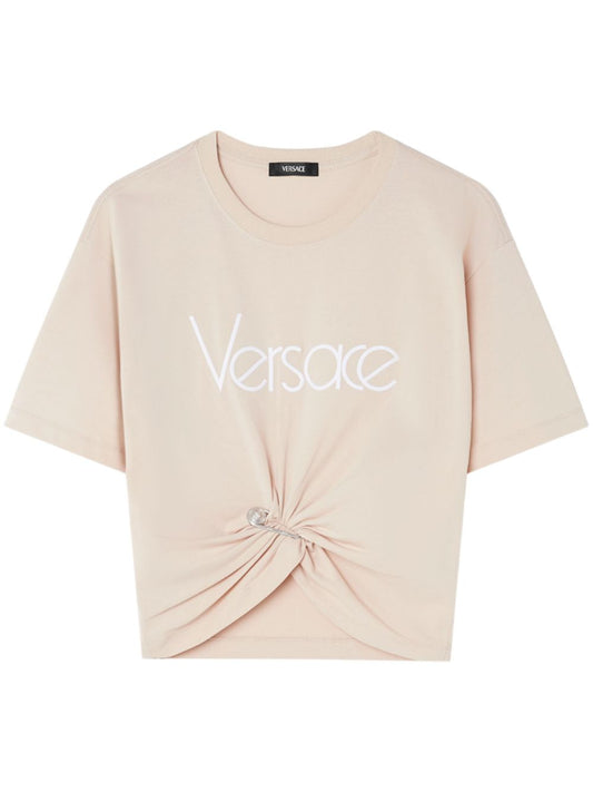 Versace ヴェルサーチロゴコットンTシャツ - Image 1