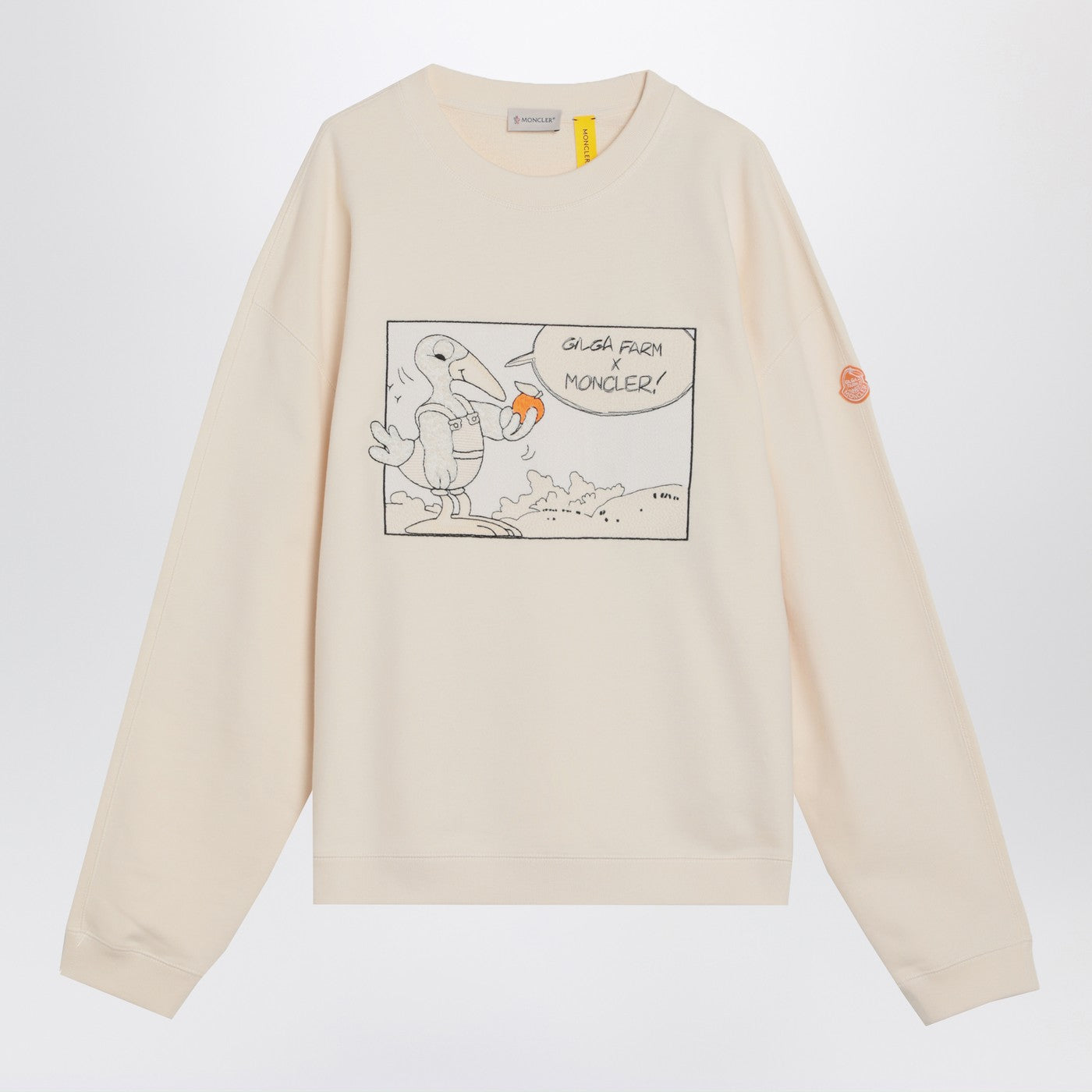 Moncler モンクラーxギルガ農場ドナルドグローバーアイボリーホワイトコットンスウェットシャツ - Image 1