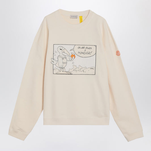 Moncler モンクラーxギルガ農場ドナルドグローバーアイボリーホワイトコットンスウェットシャツ - Image 1