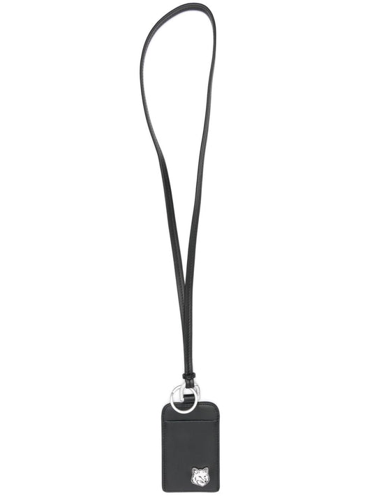Maison Maison Kitsune 'Fox Head Leather Neckカードホルダー - Image 1