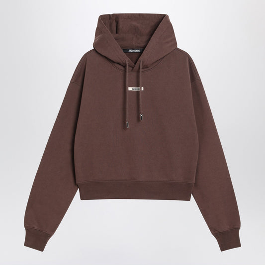 Jacquemus Jacquemus Brown Gros Grain Hooded Sweatshirt - Image 1