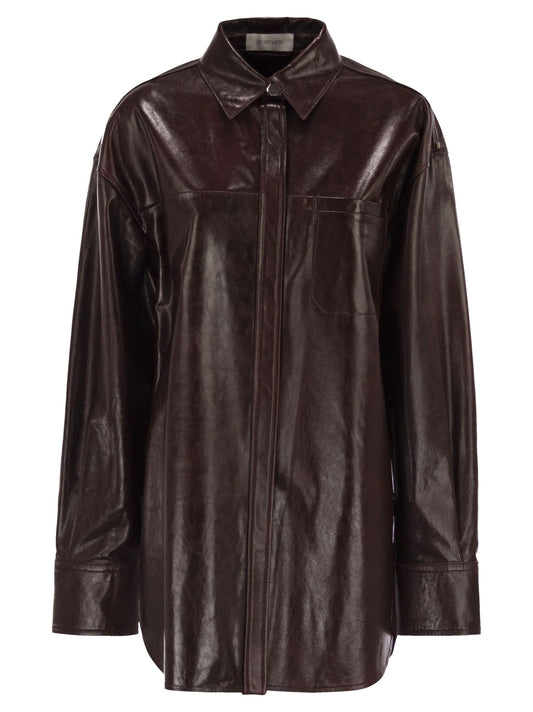Sportmax SportMaxは、特大のナッパ革のシャツを持っています - Image 1