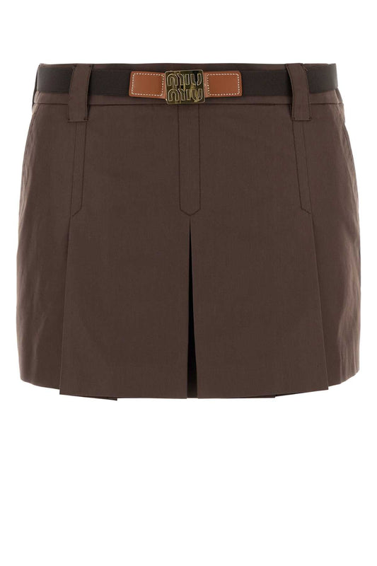 Miu Miu Miu Brown Cotton Blend Mini Skirt - Image 1
