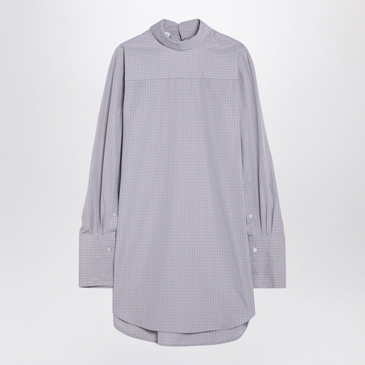 Monot Dries Van Noten Light Blue Checked Popeline Turtleneckシャツ - Image 1